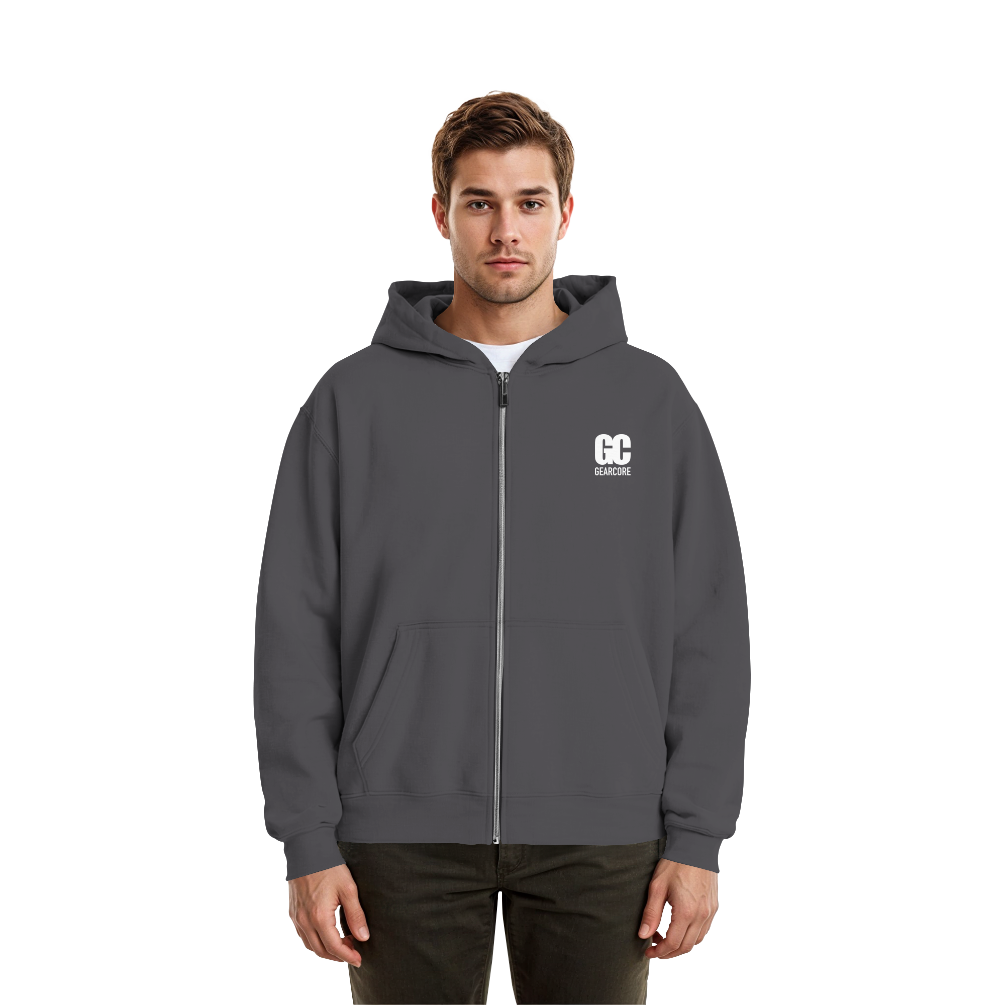 Basic Zipper White Label Black