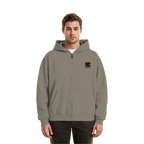 Basic Zipper Black Label White