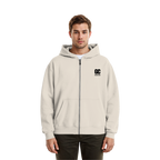 Basic Zipper Black Label White